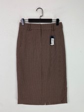 M&S Collection Brown Houndstooth Knee Length Pencil  Skirt UK 8 New