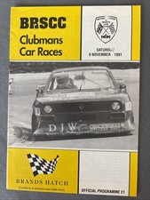 Race Programme 9 November 1991  Brands Hatch Saloons FF1600 Vee  Sports Ford A5