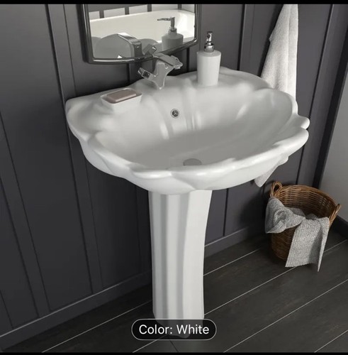 White ceramic bathroom basin - white,