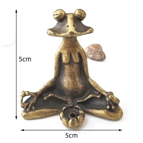Brass zen frog - brass, statue
