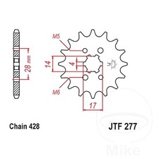 JT Front Sprocket 14 Tooth 428 Pitch JTF277.14 Fits Derbi GPR 125 2010-2016