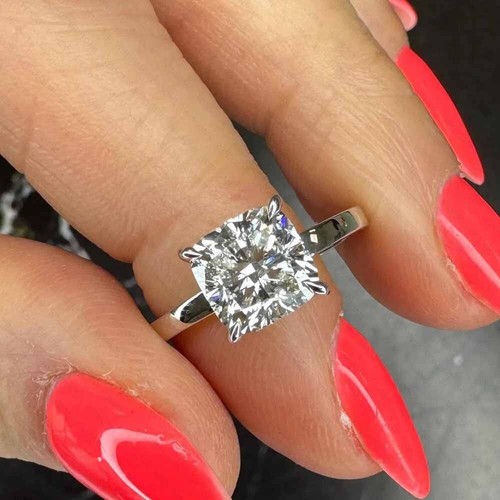 Cushion cut moissanite - cut, hidden