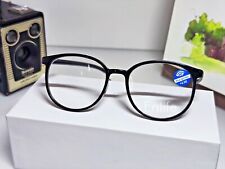 New- Blue filter - lightweight round style Ladies Black Reading Glasses UK stock