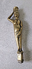 ANTIQUE HEAVY BRONZE FIGURINE NAKED WATER CARRIER - PART LAMP ? ETC 9 1/2 INCH