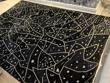 Spanish Antique Rug, Black And Camel , 8ft 4inch X 5ft 7inch. Beautiful Piece.