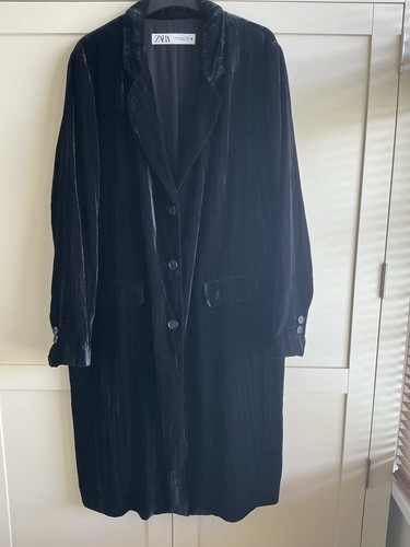 Zara black crushed - velvet, coat