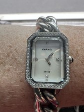 Rare Authentic CHANEL première  diamond Bezel Watch H3253 Mother Of Pearl Face