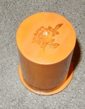 Vintage Treen Matches Toothpicks Shot Glass Box Holder Wooden Box