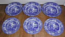 Spode Blue Italian C1816 3 x 8" Soup Bowls + 3 7.5" Sandwich Plate ~ Excellent