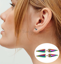 Multicoloured Surgical Steel Punk Cone Spike Arrow Stud Earrings Jewellery 2pcs