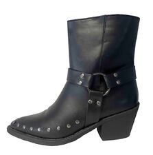 COWBOY BOOT BLACK FAUX LEATHER