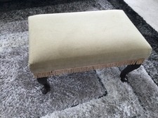 Vintage Adjustable Wooden Footstool w h velvet Cushion.