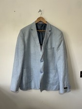 Fisk Of Oslo Houndstooth Linen Blend Slim Fit Blazer Jacket Ecru Size UK 48 Reg