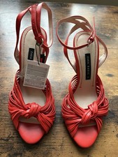 ZARA Red Knotted Strappy Heels