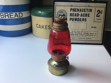 old vintage oil lamp red retro 18cm tall 6.5cm