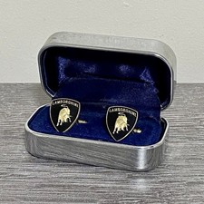 Genuine Lamborghini Cufflinks Vintage Pair Set Logo Emblem Bull Shield Car Rare