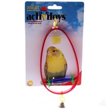 JW PLASTIC OVAL PERCH FOR BUDGIE CANARY TOY WITH BELL SIMPLY HANG IN CAGE