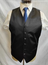 Carlo Bruno men's black, satin finish waistcoat large