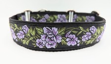 1.5" Wide Martingale Dog Collar Purple Floral Greyhound Lurcher Saluki Whippet