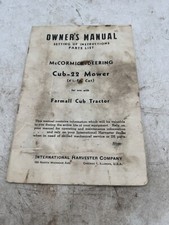 Owner's Manual McCormick Deering Cub 22 Mower Farmall Tractor Parts List