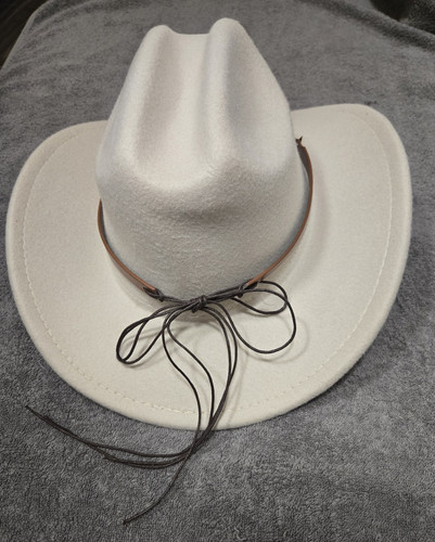 Men white felt cowboy hat - white,
