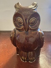 Vintage Owl Money Box Ceramic Brown Glazed Dartmouth Pottery 20.5cm Tall