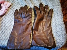 PAIR OF VINTAGE MILLORS BROWN LEATHER DRIVING GLOVES SIZE 7 BOTANY WOOL LINING