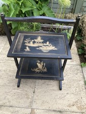 2 Tier Oak Folding Cake Stand Butler Table