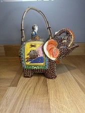 Vintage Japanese Satsuma Ware Elephant Teapot with Lid, Hand Painted.