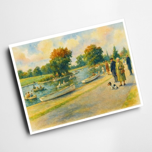 Print children boating - a6,