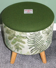 Large 40x40cm STORAGE Footstool Green Harris Tweed & Voyage Maison Elowen Fern