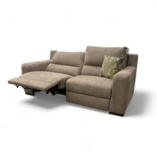 Furniture Village 'Viali' 3 Seater Sofa Power Recliner Woven River Cappuccino