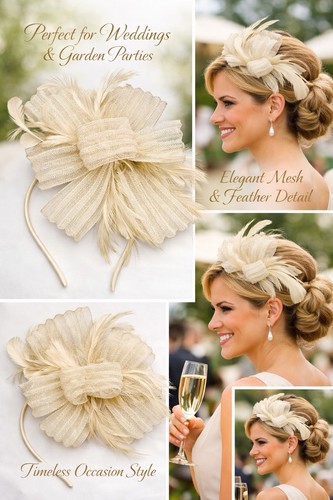 Elegant beige fascinator - beige,