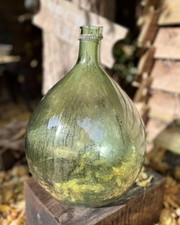 Antique early 19th Century French Dame Jeanne Hand Blown DemiJohn Glass Bottle