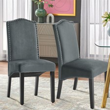 2/4X Grey Velvet Chairs Dining