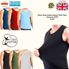 3/6 PK Mens Vests Classic Sports 100% Cotton Tank Tops Summer Training S-2XL lot