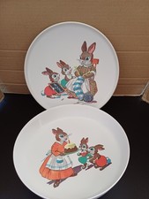 Vintage Gaydon Melamine Childrens Bowl and Plate Set Cute Bunny Rabbit Design