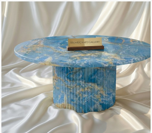 Blue onyx round coffee - blue,