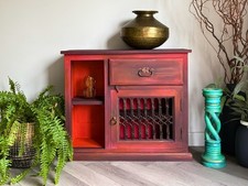 Boho style wooden cabinet hand - style,