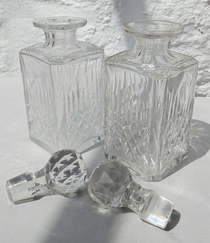 Pair old heavy cut - cut, crystal