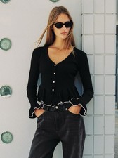 Zara Black Ruffle Sleeve Hem