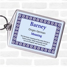 Barney Name Meaning Bag Tag Keychain Keyring  Blue