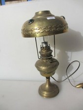 Antique Brass Oil Lamp Light ornate Leaves Leaf Vintage Old French Gem Victorian