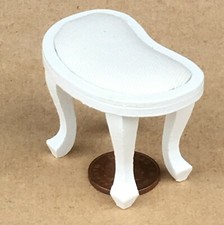 Dolls House White Painted Wooden Dressing Table Stool 1:12 Scale Piano V1 tumdee