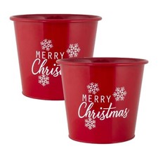 2Pc Metal Merry Christmas Red