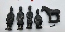 Vintage Set of 5 Clay Terracotta Warriors & Horse - Qin Shi Huang Army - Boxed