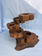 Art Craft Staircase Spiral Natural Cut Wood Tree 5 Candle Holder Centerpiece