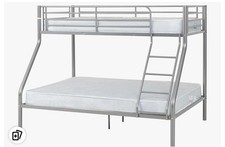 Metal Frame Futon Bunk Bed Triple Sleeper with Ladder