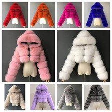 NEW Women Faux Fur Hood Shaggy