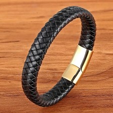 Mens Leather Bracelet Braided